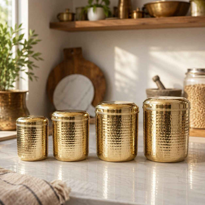 Pure Brass Hammered Container