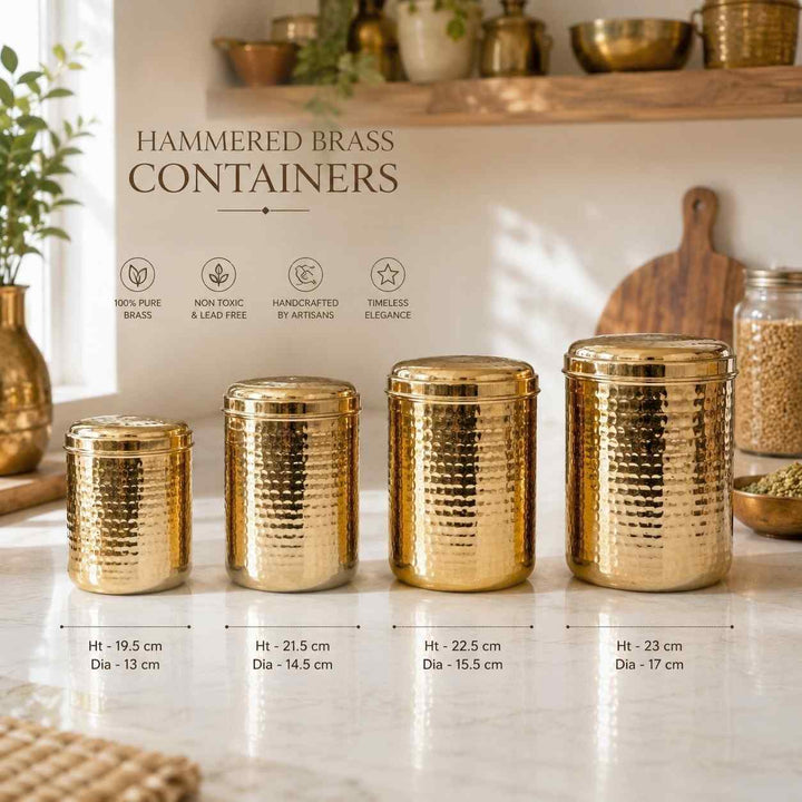 Pure Brass Hammered Container