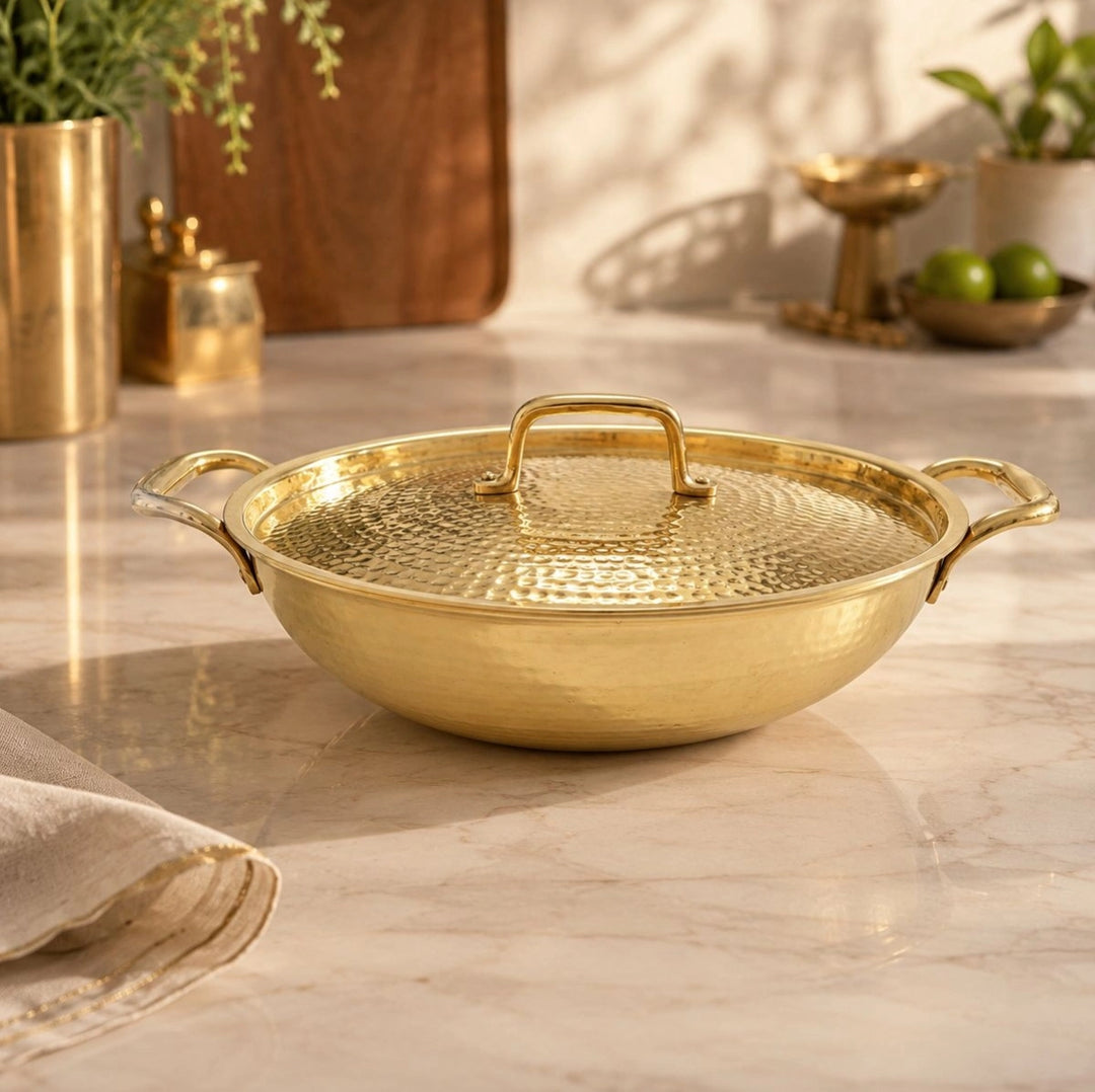 Brass Kadhai with Lid- Food Safe Kalai Lining