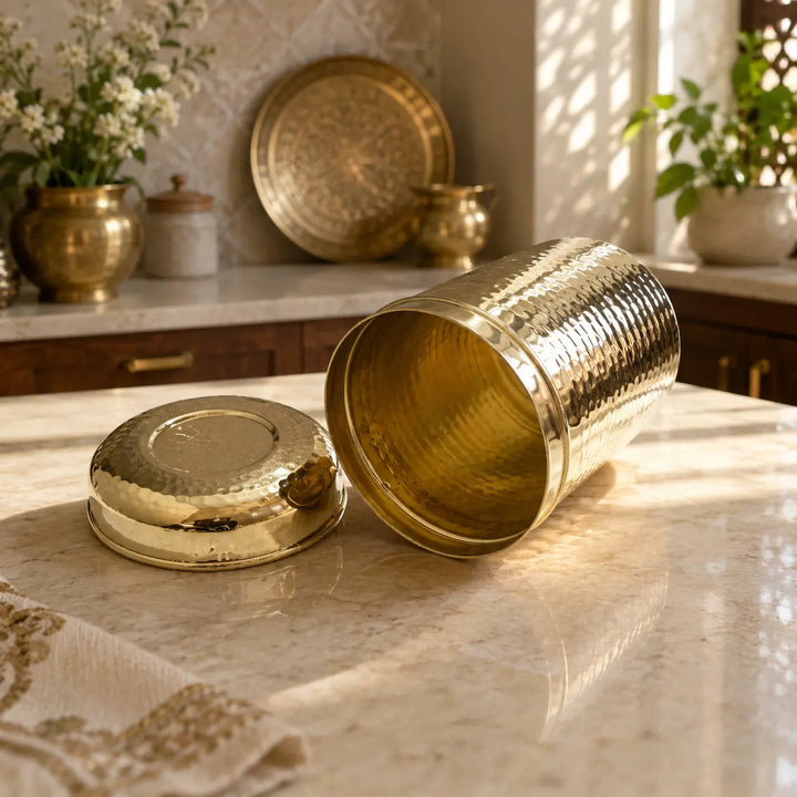 Pure Brass Hammered Container